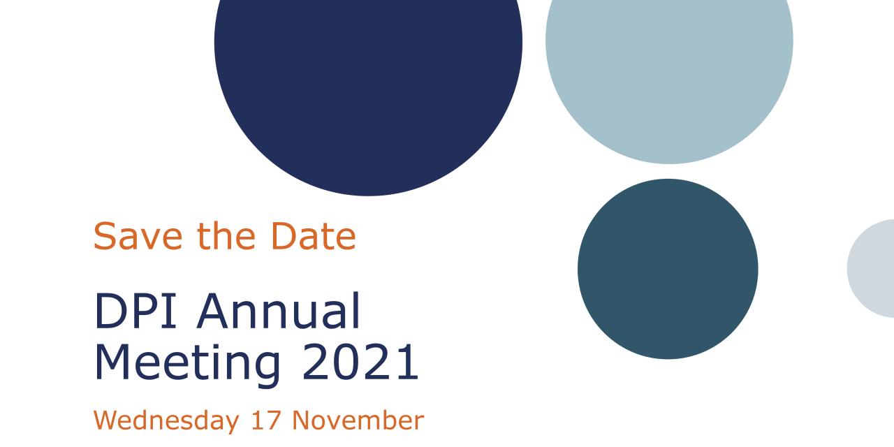 DPI Annual Meeting 2021 - Save the Date