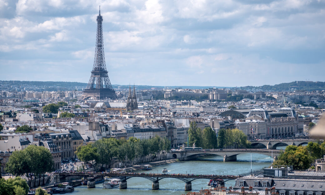 View on Paris with the Seine and the Eiffel tower