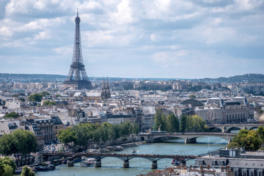 View on Paris with the Seine and the Eiffel tower