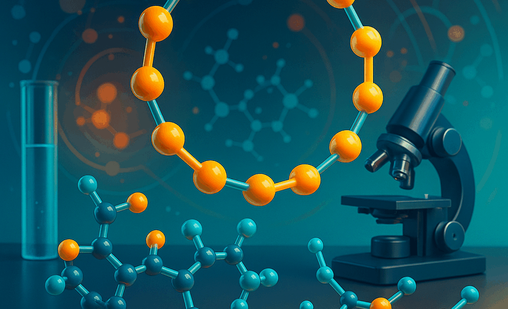 Visual comparison of cyclic and linear polyolefins, highlighting differences in molecular structure and topology